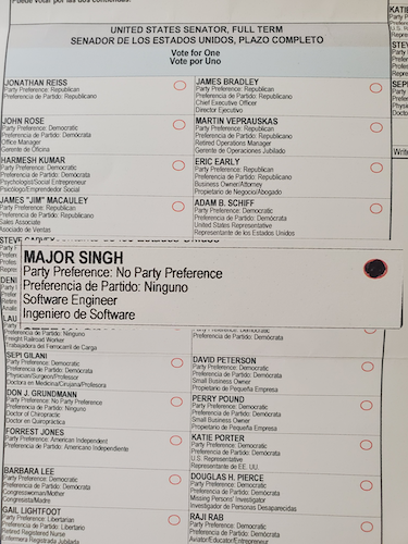 Major Singh Vote